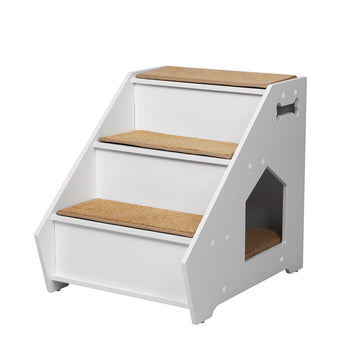 PaWz Wooden Dog Ramp Stairs Steps For Bed Pet Calming Kennel Non-Slip White PaWz